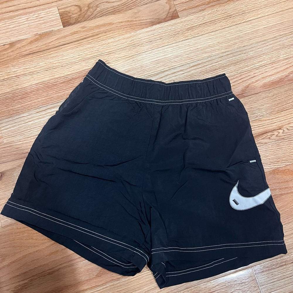Nike Black Shorts with White Swoosh Tag and White Stitching